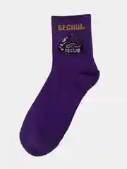Фиолетовый носки мужские высокие, с надписями, хлопок