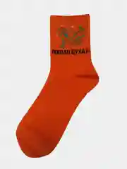 Оранжевый носки мужские высокие, с надписями, хлопок