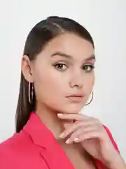 Розовый женские серьги-кольца со стразами