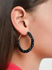 Синий серьги кольца со стразами, круглые серьги