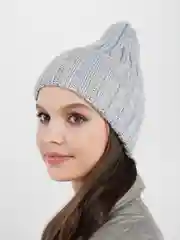 Серый меланж шапка женская "Тыковка", осень-зима, 2*2