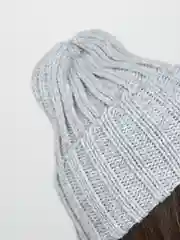 Серый меланж шапка женская "Тыковка", осень-зима, 2*2