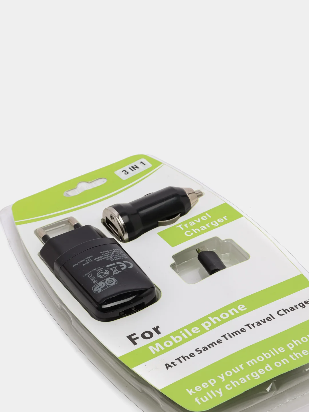 Зарядное устройство 3 в 1: АЗУ, СЗУ, micro-USB, кабель, Travel Charger