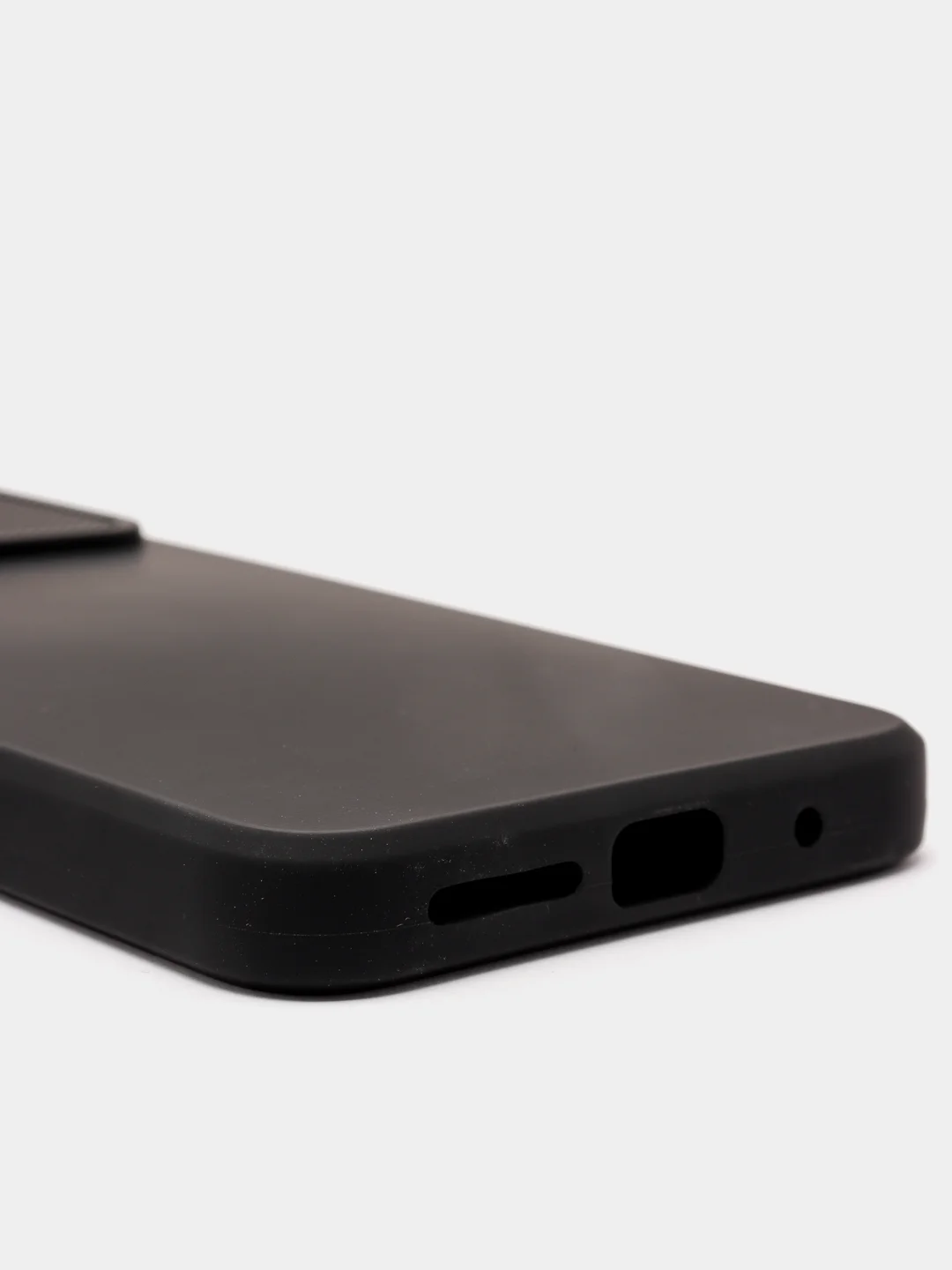 Черный чехол Xiaomi Redmi 10 с задвижкой для защиты камеры и бархатом внутри