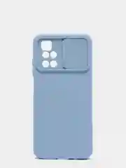 Голубой чехол Xiaomi Redmi 10 с задвижкой для защиты камеры и бархатом внутри