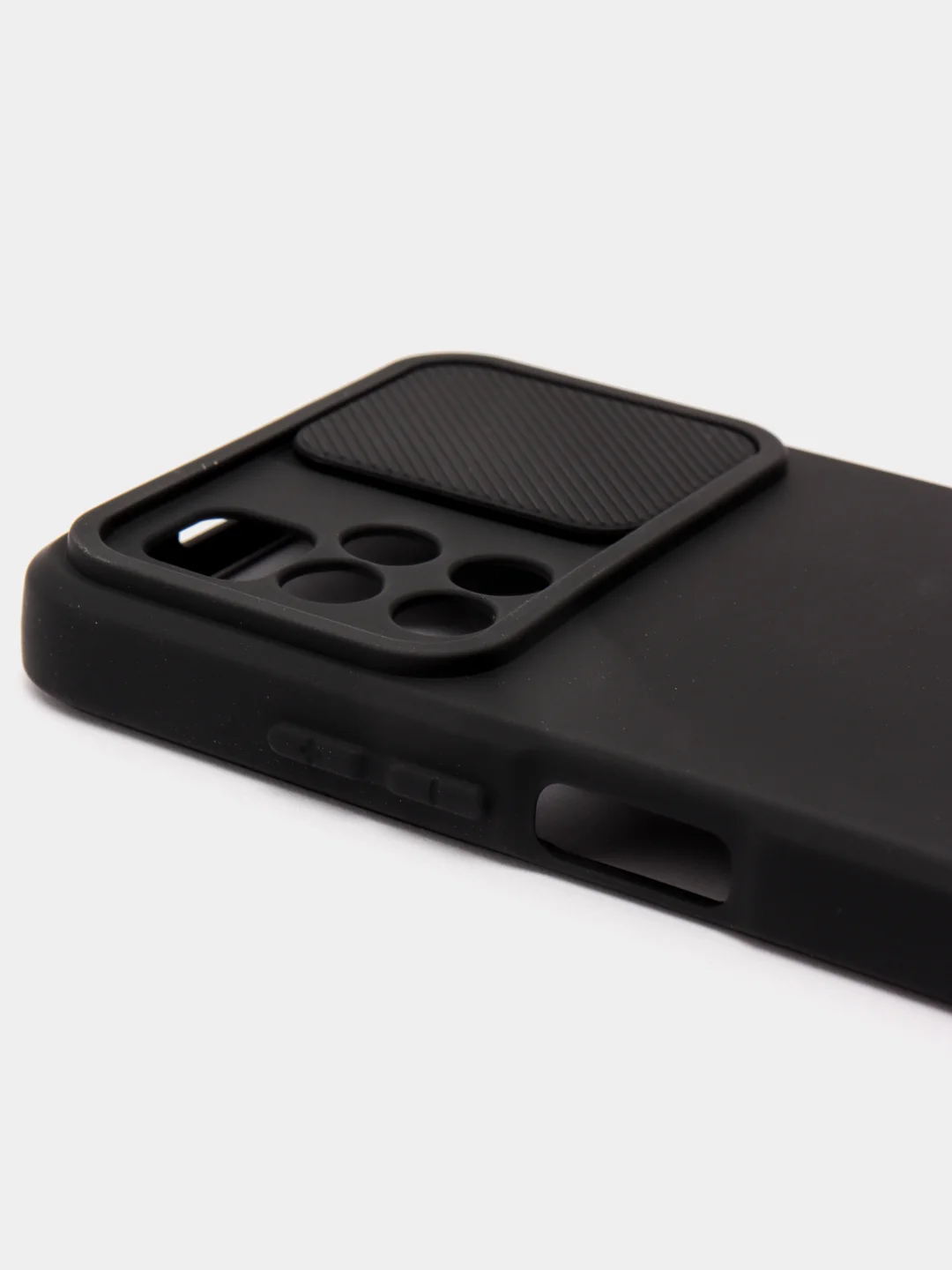 Черный чехол Xiaomi Redmi 10 с задвижкой для защиты камеры и бархатом внутри