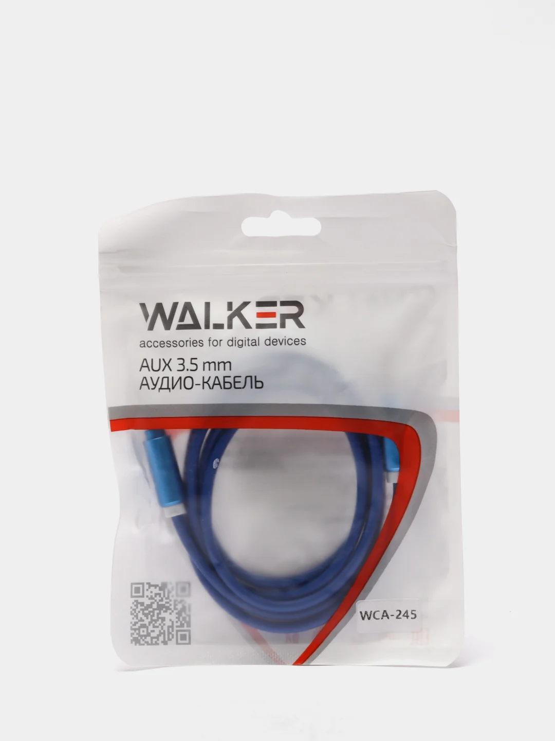 Синий аудио кабель AUX WALKER WCA - 245, с металлическими разъемами