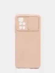 Бежевый чехол Xiaomi Redmi 10 с задвижкой для защиты камеры и бархатом внутри