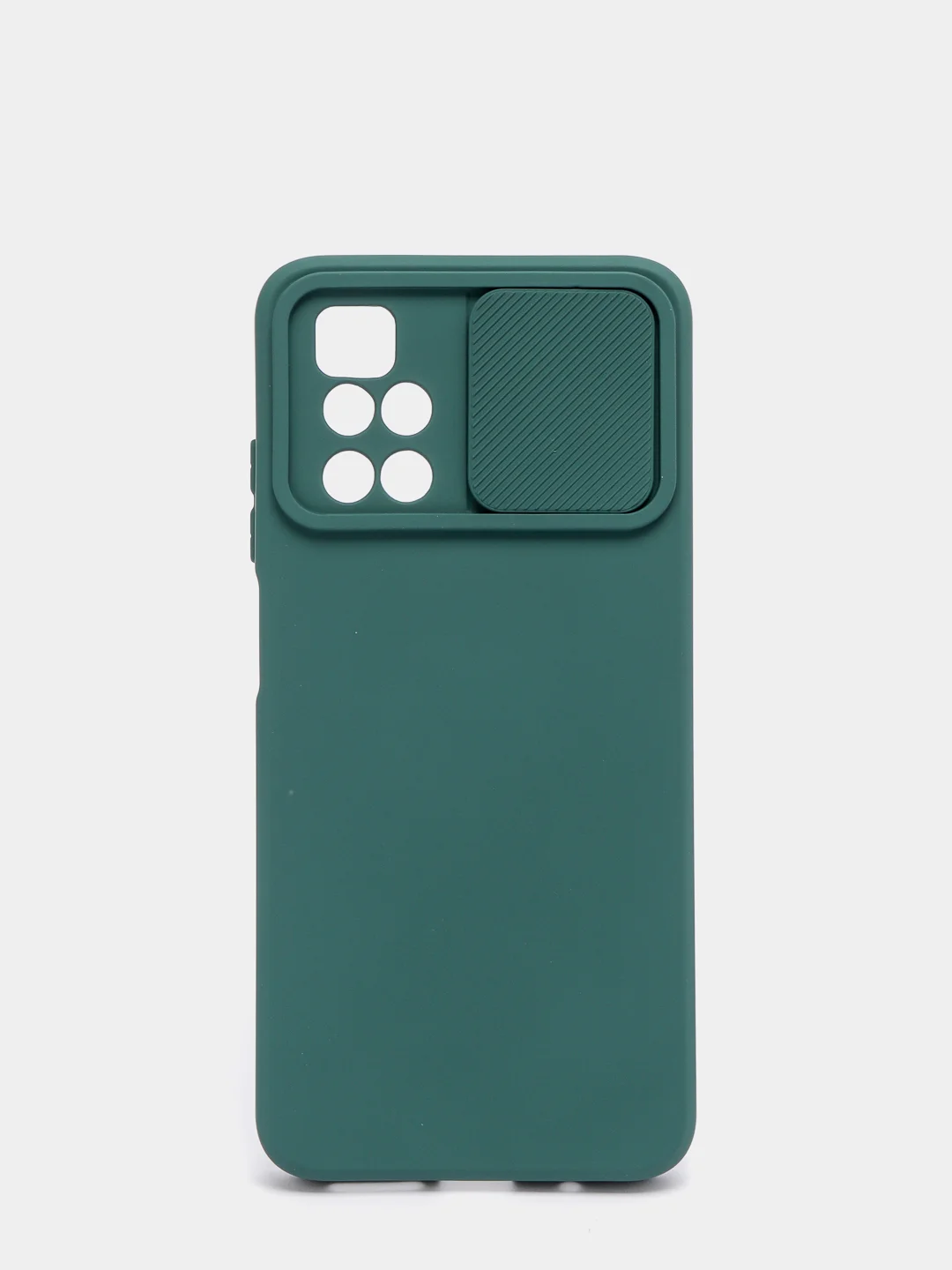 Зеленый чехол Xiaomi Redmi 10 с задвижкой для защиты камеры и бархатом внутри