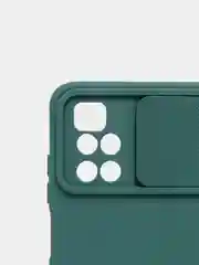 Зеленый чехол Xiaomi Redmi 10 с задвижкой для защиты камеры и бархатом внутри