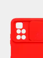 Красный чехол Xiaomi Redmi 10 с задвижкой для защиты камеры и бархатом внутри