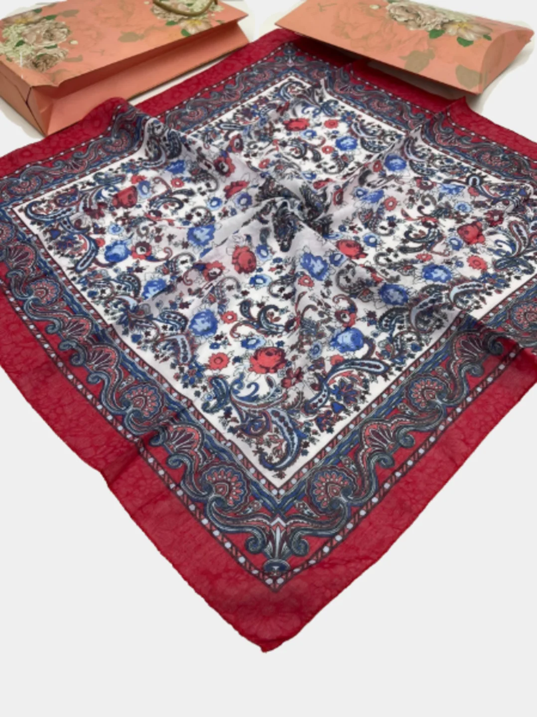 Красный платок женский, хлопок, 70 х 70