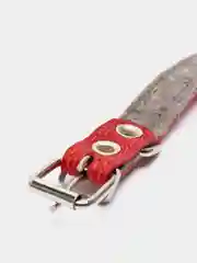 Красный ошейник для собак из натуральной кожи с ватином