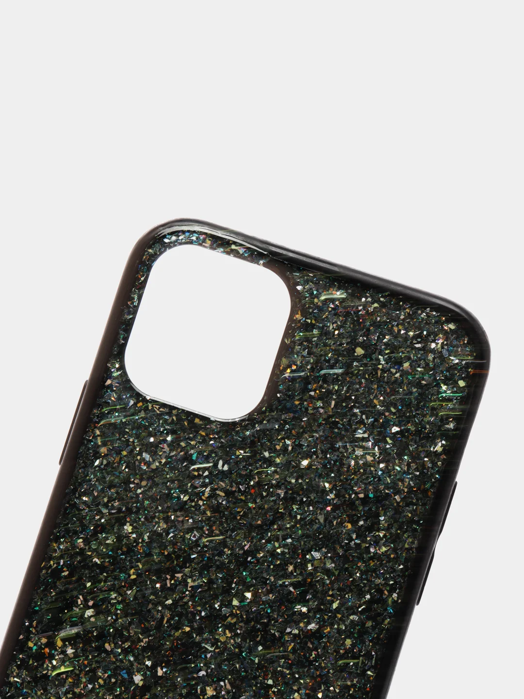 Черный чехол с блесками для iPhone 11, 12, Pro, Pro Max, mini, Xs, X, Xr