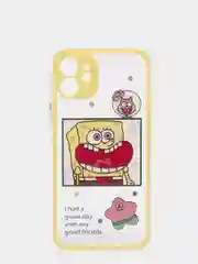 Желтый чехол силиконовый "Спанч Боб" для iPhone 12 Pro Max, 12 Pro, 12, XR, X