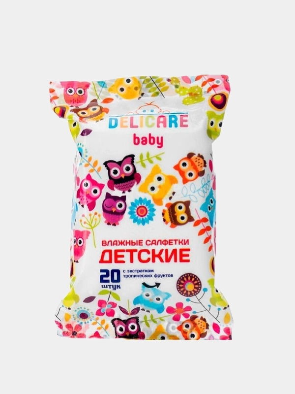 Влажные салфетки для детей СОВЫ с экстрактом тропических фруктов 20 шт