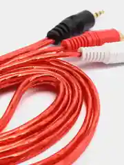 Красный аудио кабель AUX тюльпаны, 3,5 мм - 2 RCA, 1, 5 метра