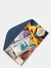 Синий меланж конверт для денег , Открытка " С Днём Рождения", С Днем Свадьбы, С рождением , 8 марта