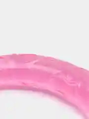 Розовый фаллоимитатор двойной, согнутый, L