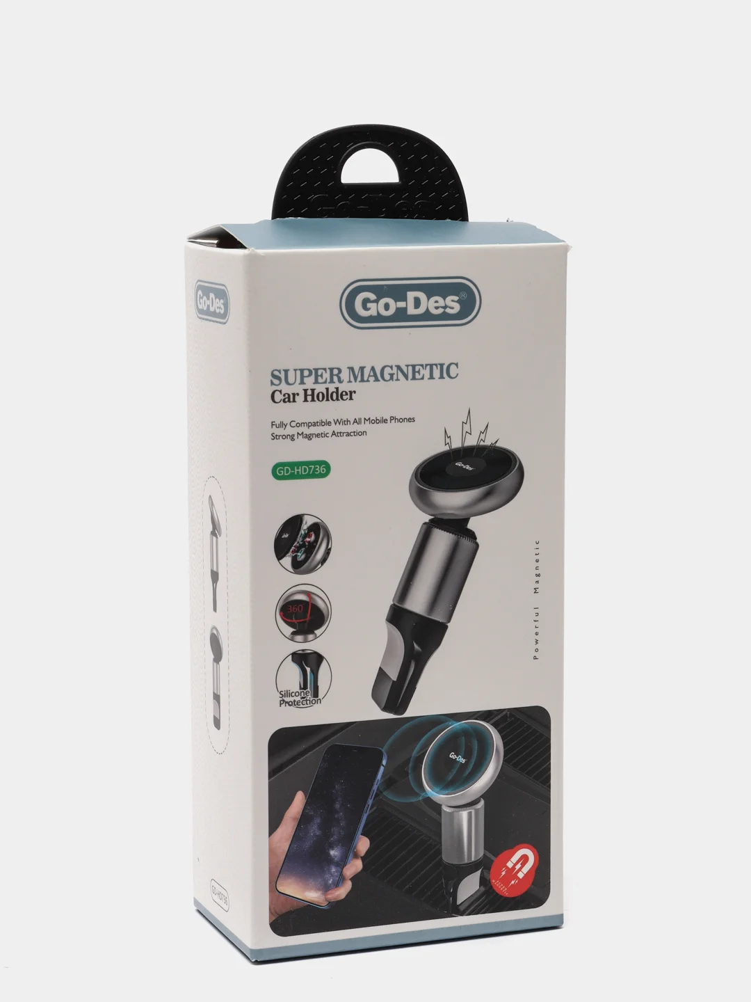 Серебряный автомобильный держатель Go-Des GD-HD736, для смартфона