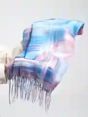 Индиго платок с бахромой