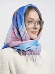 Индиго платок с бахромой