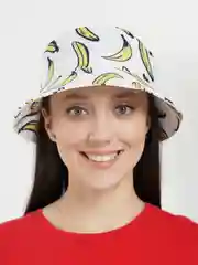 Белый панама летняя, с бананами, унисекс