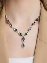 Тёмно-зелёный свадебный комплект украшений