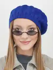Синий берет женский ажурный  Ангел