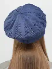 Индиго ажурный вязаный берет "Юджит", весенняя женская шапка