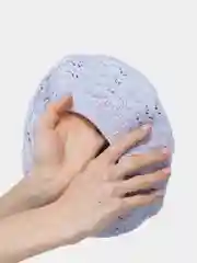 Голубой берет женский "Волна", ажурный, вязаный
