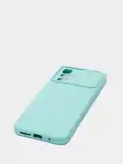 Бирюзовый чехол Xiaomi Redmi 10 с задвижкой для защиты камеры и бархатом внутри