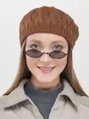 Коричневый берет женский ажурный  Ангел