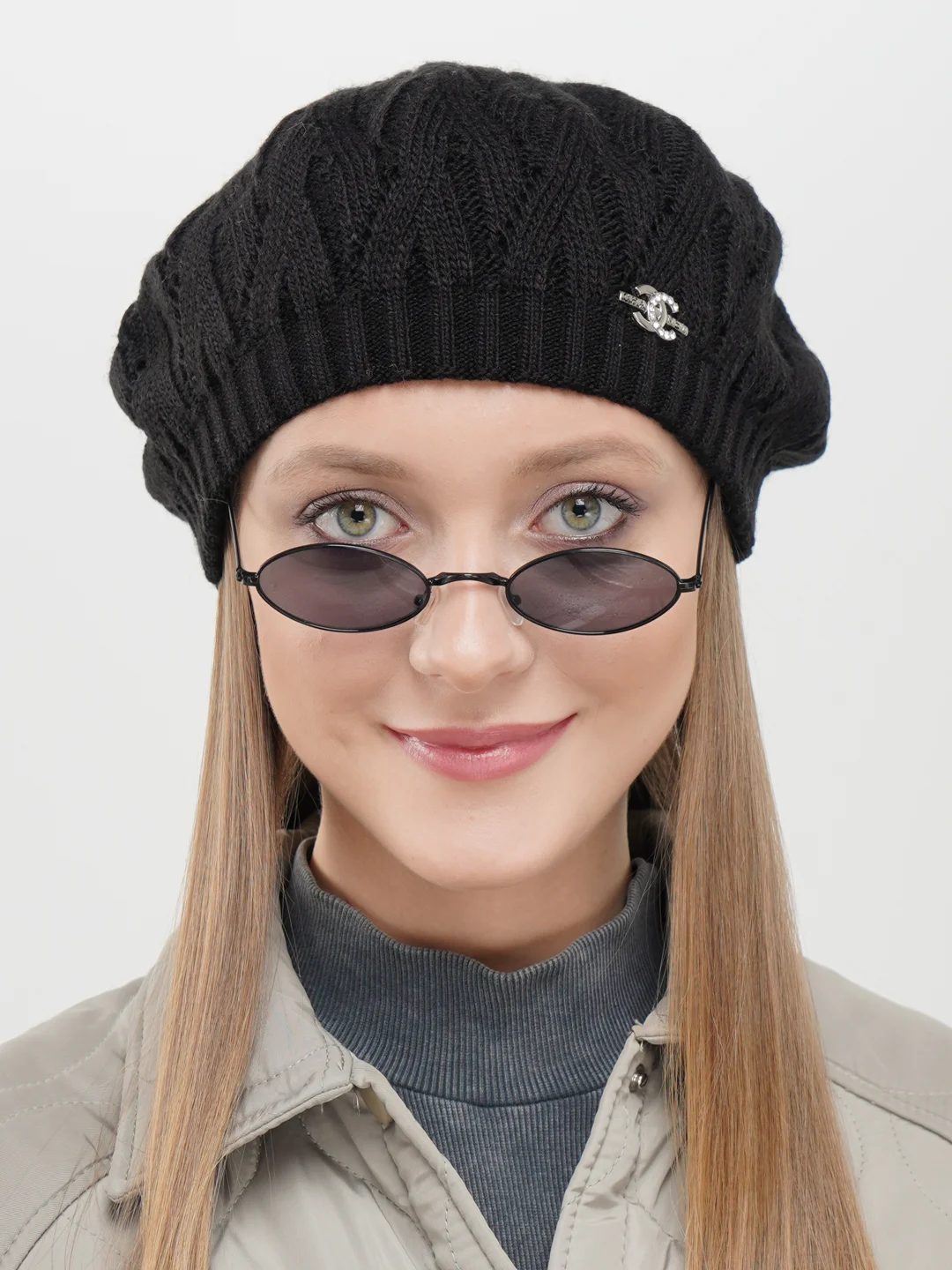 Черный берет женский ажурный  Ангел