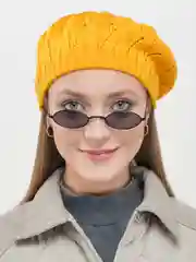 Желтый берет женский ажурный  Ангел