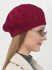 Багровый берет женский ажурный  Ангел