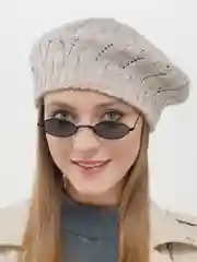 Бежевый берет женский ажурный  Ангел