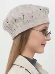 Бежевый берет женский ажурный  Ангел