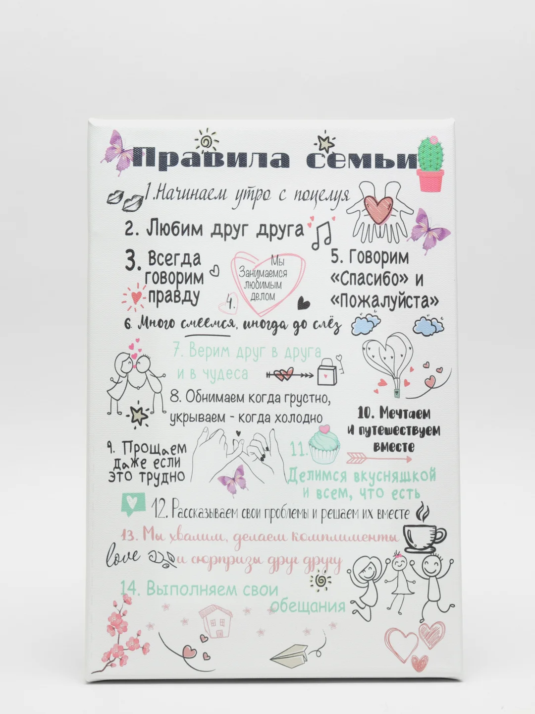 Угольный картина на холсте "Правила семьи"