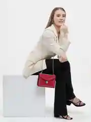 Красный женская сумка из бархата на цепочке