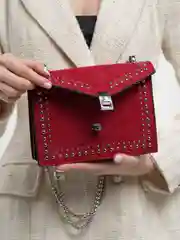 Красный женская сумка из бархата на цепочке
