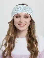 Мятный повязка на голову, теплая, вязаная с ушами.