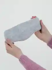 Голубой повязка на голову, теплая, вязаная с ушами.