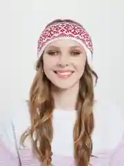Коралловый повязка на голову, теплая, вязаная с ушами.