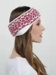 Коралловый повязка на голову, теплая, вязаная с ушами.