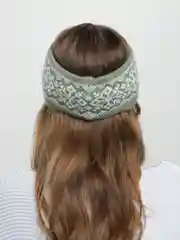 Лесной зеленый повязка на голову, теплая, вязаная с ушами.