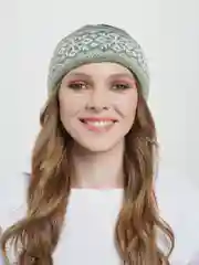Лесной зеленый повязка на голову, теплая, вязаная с ушами.