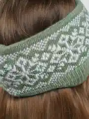 Лесной зеленый повязка на голову, теплая, вязаная с ушами.