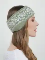 Лесной зеленый повязка на голову, теплая, вязаная с ушами.