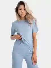Небесно-голубой пижама женская бесшовный  комплект штаны и футболка